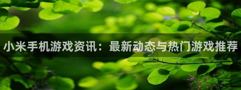 多彩娱乐娱乐：小米手机游戏资讯：最新动态与热门游戏推荐